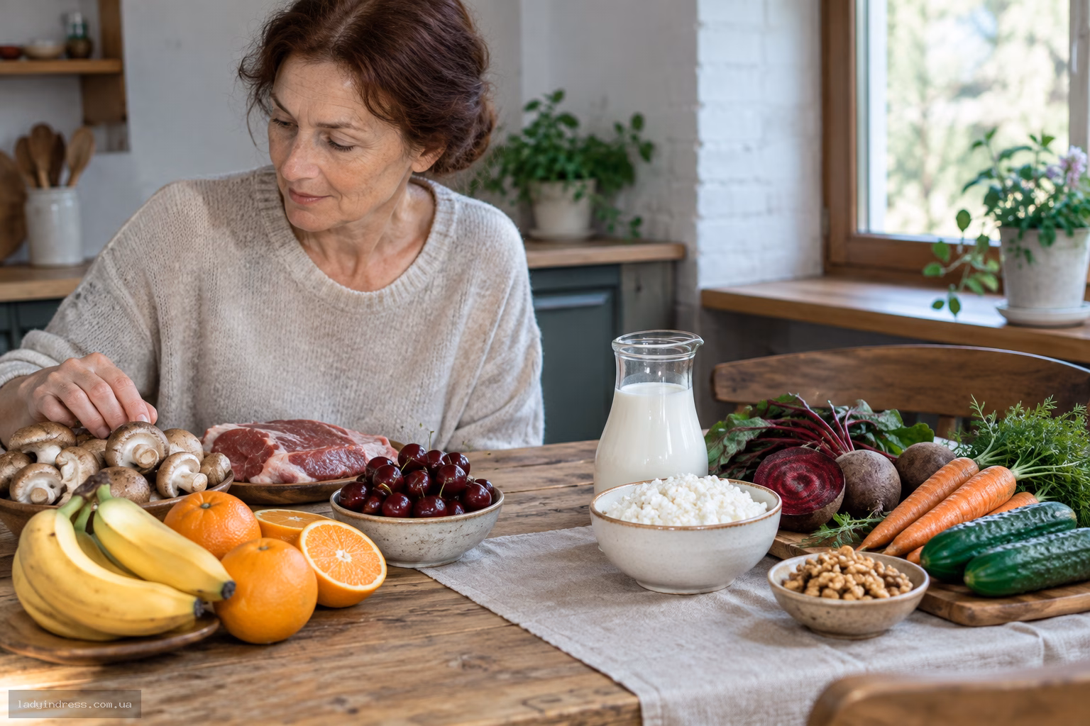 Два набори продуктів на кухонному столі для різних харчових стратегій