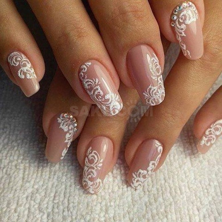 Свадебный френч на короткие ногти