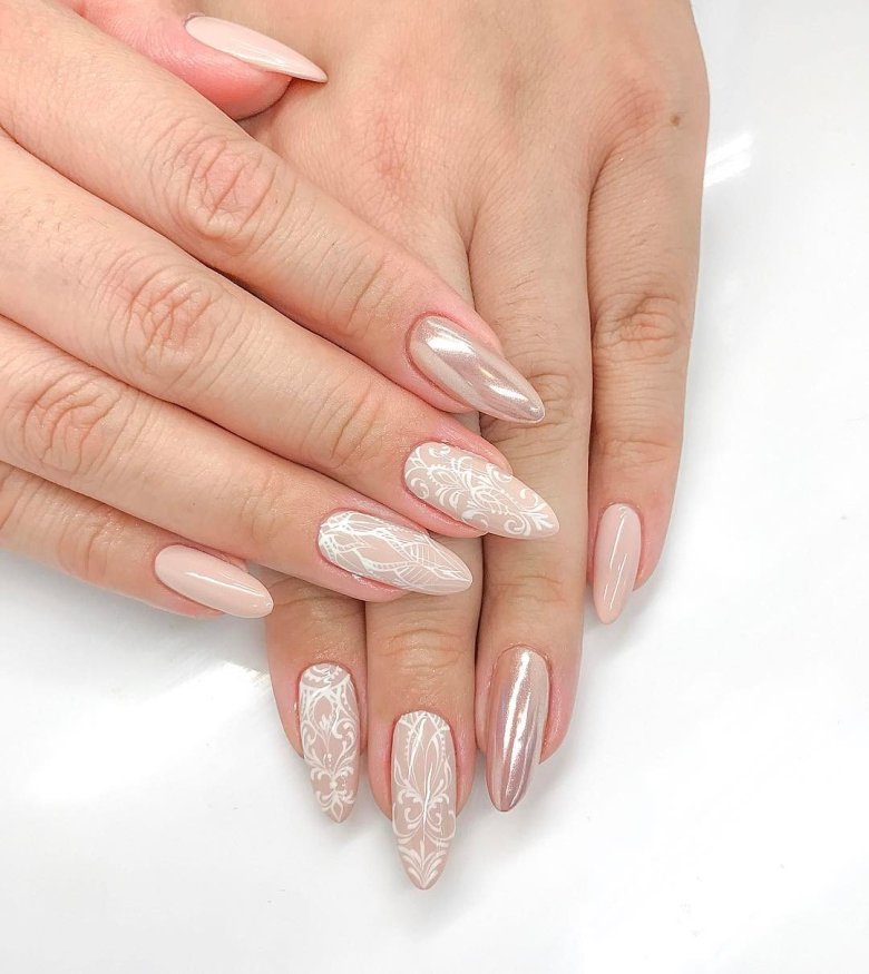 Френч на короткие ногти ажурные