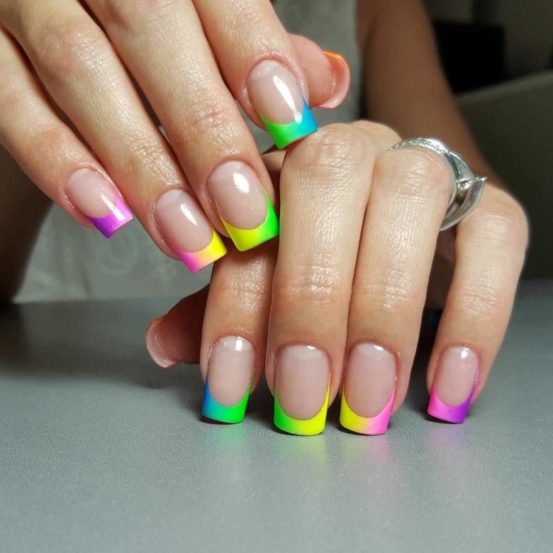 Френч градиент цветной