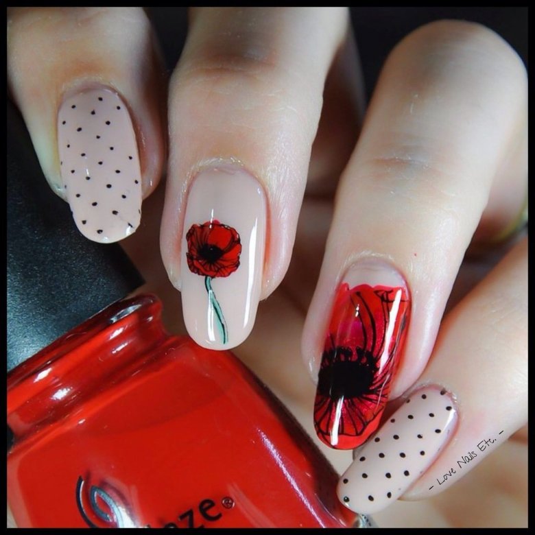 Маникюр с маками гель-лак