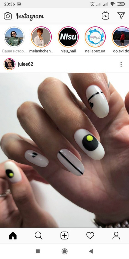 Білий манікюр у стилі геометрії
