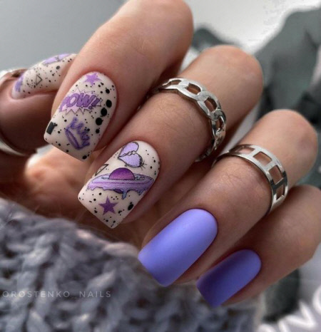 Матовий манікюр на квадратну форму нігтів