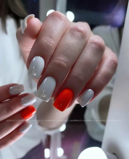 Білий та червоний манікюр