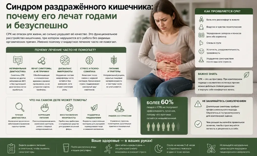 Синдром раздражённого кишечника: почему его лечат годами и безуспешно