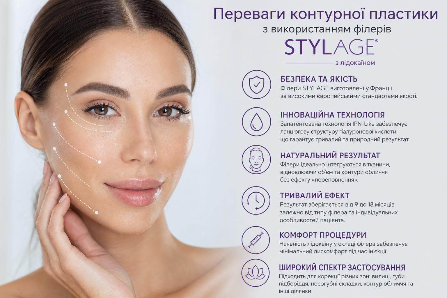 Переваги контурної пластики з використанням філерів Stylage з лідокаїном Переваги контурної пластики з використанням філерів Stylage з лідокаїномphoto