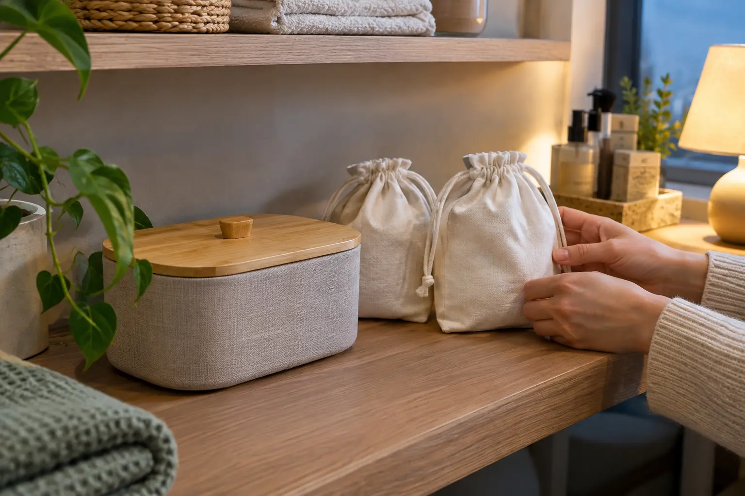 Отдельные чистые мешочки и коробка для хранения интимных аксессуаров