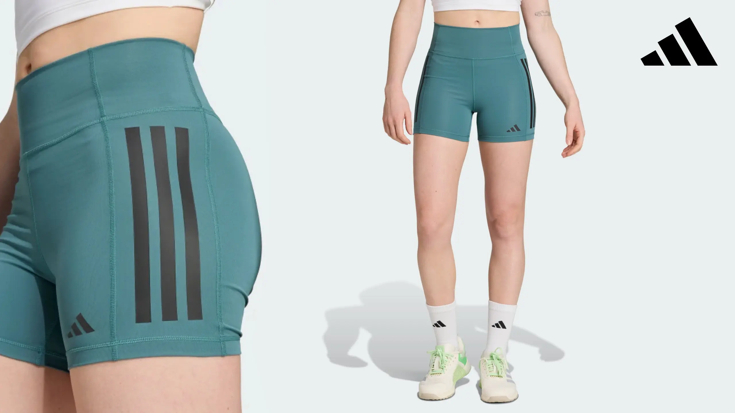 Бірюзові жіночі велосипедки adidas із широким поясом